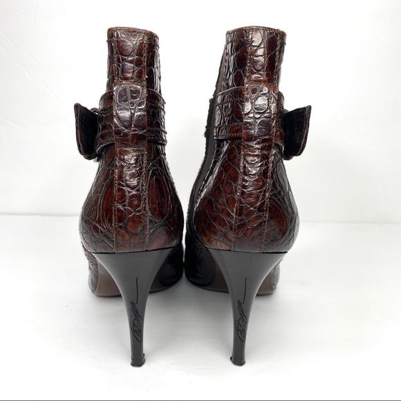 Donald J. Pliner Ankle Stiletto Booties Croc Skin - Picture 8 of 16